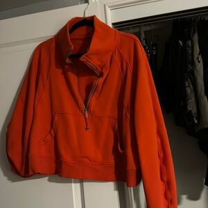 Scuba Oversized Half-Zip Hoodie (Color: Orange)